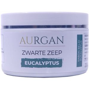 Aurgan Zwarte Zeep Eucalyptus - 200 Gram - Diepreinigende Hammamzeep - Exolfierende zeep - Verwijdert Dode huidcellen