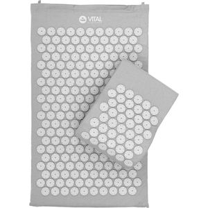 Acupressuurmat en Kussen Set voor Zelfmassage | Ontspanningsmat Tegen Nek- en Rugpijn | Thuisgebruik | Steengrijs