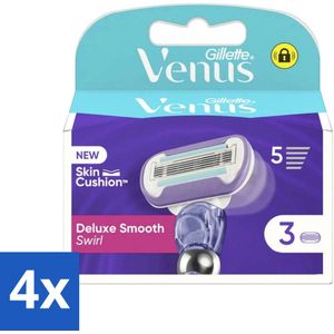 Gillette - Venus Deluxe Smooth Swirl - Skin Cushion - 3 Navulscheermesjes - Voordeelverpakking - 4 stuks