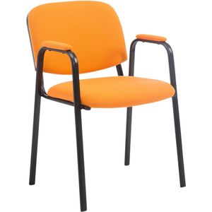 Bezoekersstoel - Eetkamerstoel - Gerolt - Oranje stof - zwart frame - comfortabel - modern design - set van 1 - Zithoogte 47 cm - Deluxe
