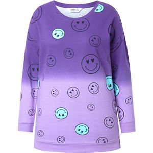 Angel of Style - Dames - Sweatshirt oversized kleurverloop smiley lange mouwen - Purper - Maat 60