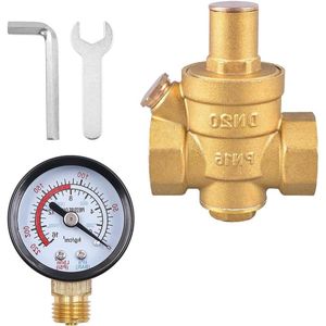 Waterdrukregelaar DN20 3/4 inch met manometer en ontlastklep - messing