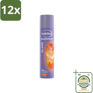 Andrélon - Glans - Haarspray - 250 ml - Voordeelverpakking - 12 stuks - Langdurige fixatie - Anti-pluis