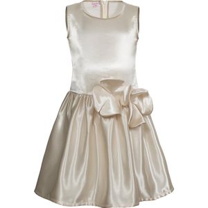 La V  Feestelijke jurk met bloemen aan de taille  Cream - 158 (Valt klein)