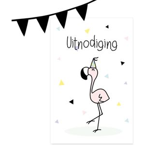 Planet Puk | Luxe uitnodiging set - Coco Flamingo | 10 grote kaarten inclusief envelop én sluitzegel | kinderfeestje | zomerfeest | zwemfeestje | verjaardagsfeest | poolparty