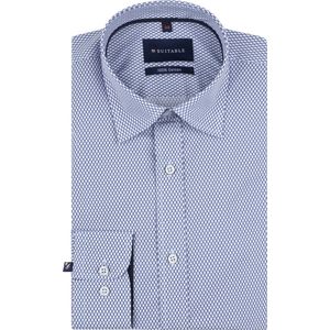 Suitable - Overhemd Dotty Print Blauw - Heren - Maat 38 - Slim-fit