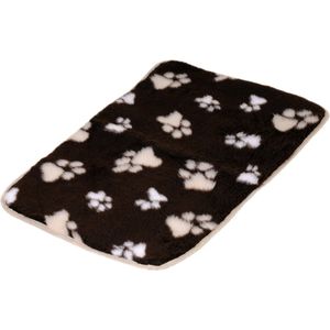 Lovely Nights vetbed/kleed bench brown with 2 color print paw + bies 109x69cm