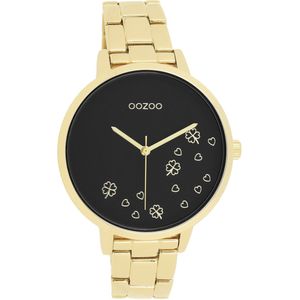 OOZOO Timepieces - Goudkleurige horloge met goudkleurige roestvrijstalen armband - C11124