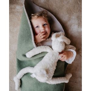 Pure Baby Love - Wollen ledikantdeken - 100% wol - 130x90 cm - DUO Agave & Creme