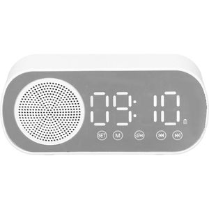 Bluetooth speaker wekker - met LED spiegeldisplay, radio, weersvoorspelling - twee alarmen met hoog volume - geschikt voor diepe slapers - wit