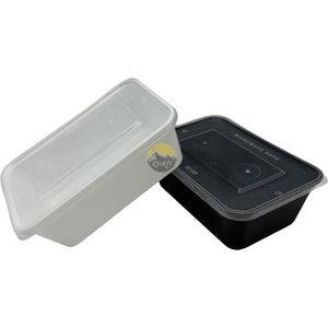 KURTT - magnetronbakjes met deksel - meal prep bakjes - 750ml - 25x zwart - 25x wit - video