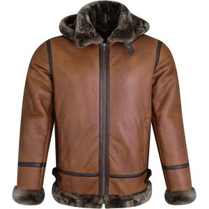 Urban 5884® - Heren Jas - Lammy - Lams Leer - Cognac -Brandy - Maat S