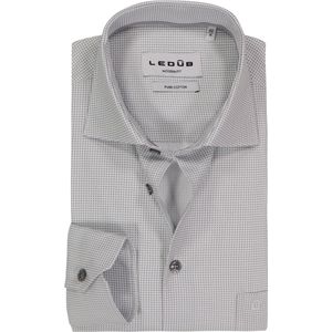 Ledub - Modern Fit - Overhemd - Lichtgrijs - Popeline