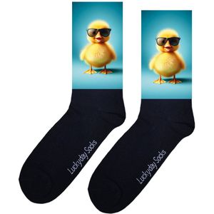 Luckyday Socks - Unisex sokken - Eend zonnebril - cadeau sokken - Maat 37-44