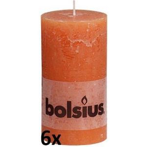 Bolsius Rustieke Stompkaarsen 130 x 68 mm 6 stuks oranje