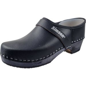 Werkklompen - dichte hiel met houten zool en leren kap - Zwarte klompen - Simson maat 43