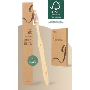 NATURE’S groove® Bamboe Handtandenborstels Soft - 4 Stuks - Houten Tandenborstel - Handmatig