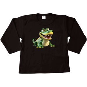 Shirt kind Krokodil - Lange mouwen - Vrolijke print - Maat 122/128