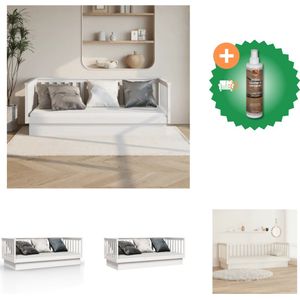 vidaXL Slaapbank 80x200 cm massief grenenhout wit - Bed - Inclusief Houtreiniger en verfrisser
