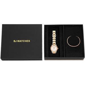 SJ WATCHES Geschenkset Piacenza Horloge + Armbandje - Gift set - Geschenkset voor vrouwen - Piacenza dames horloge Zilver Roségoud met Zirconia steentjes