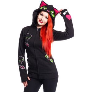 Cupcake Cult Black Cat Hood Dames Vest met capuchon - zwart - S