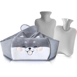 Fles van rubber pluche warmwaterkruik met zachte taillehoes - 3-in-1 verwarmingsfles formaat warmwaterkruik