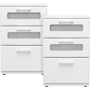 ML-Design - Nachtkastje - Wit - MDF - Set van 2