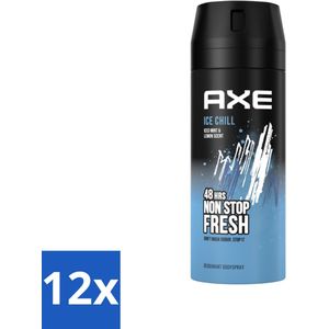 12 x Axe - Deodorant Bodyspray - 48hrs Fresh - Ice Chill - Iced Mint & Lemon - 150 ml - Deodorant - Axe - Ice Chill - Frisheid - Geur