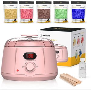 Bolusso Roze Wax Apparaat - NIEUW model - 500g Wax Bonen - Ook voor Neushaar en Wenkbrauwen - Ontharingsapparaat - Wax Heater - Wax Parels - Gratis Wax Spatels - Afterwax - Wax Beans - Startersset