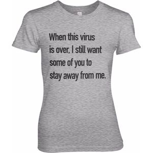Hybris Stay Away From Me Girly Tee Damen T-Shirt Heather-Grey-S