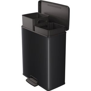 Curver Decobin Duo Prullenbak - 26L+26L - Rechthoekig - Zwart