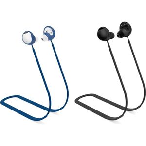 CSGoods - Sportband voor draadloze oordopjes Compatibel met Samsung Buds 2 Pro - Zacht siliconen koord - Bluetooth nekband - Zwart en Blauw