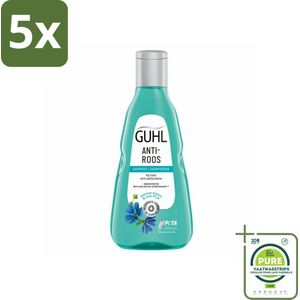 5 x Guhl - Shampoo - Anti-Roos - 250 ml - Grootverpakking - Roos Shampoo - Anti-roos Shampoo - Hoofdhuidverzorging - Kalmerende Shampoo - Shampoo Met Blauwe Malva