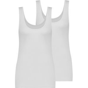 Dames top wit 2-pack | singlet met ronde hals en slim fit | Katoen met stretch – Maat S | MWTS