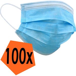 Mondkapje Blauw Wegwerp - Mondmasker Wegwerp Niet Medisch Mondkapje Blauw - Blauw Mondkapje Wegwerp Universeel - 100 Stuks.