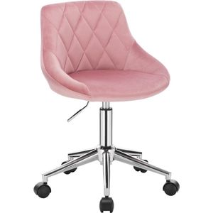 Kamyra® Velvet Bureaustoel voor Kinderen - Ergonomisch - In Hoogte Verstelbaar - Fluweel - Roze
