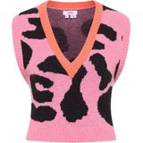 MYMO - Trui - Oranje - Dierenprint - Mouwloos - Slanke Pasvorm