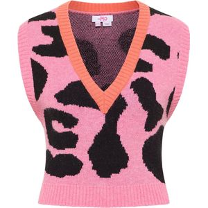 MYMO - Trui - Oranje - Dierenprint - Mouwloos - Slanke Pasvorm