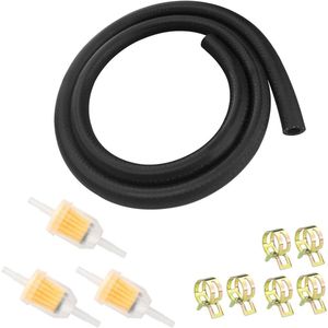 Brandstofleiding 1 m - Flexibele benzine- en olieslang met 6 slangklemmen