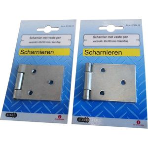 STARX verzinkt scharnier met vaste pen 45 x 105 mm backflap, set van 2