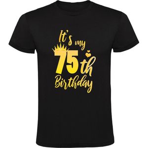 Happy Birthday Goud 75 jaar Heren T-shirt - verjaardag - cadeau - feest