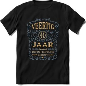 40 Jaar Legendarisch Gerijpt T-Shirt | Sky Blue - Ivoor | Grappig Verjaardag en Feest Cadeau Shirt | Dames - Heren - Unisex | Tshirt Kleding Kado | - Zwart - XL