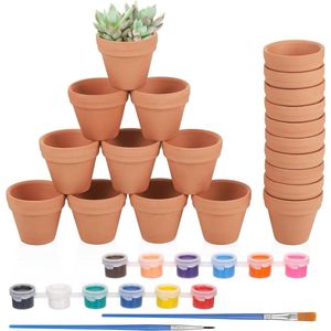 24 stuks terracotta plantenpotten 3 × 35 cm - Doe-het-zelf mini-kleipotten met accessoires