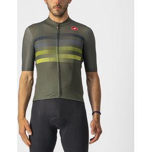 Castelli Fietsshirt Korte Mouwen Heren Groen Geel - ENDURANCE PRO JERSEY MILITARY GREEN BLUE SULPHUR-2XL