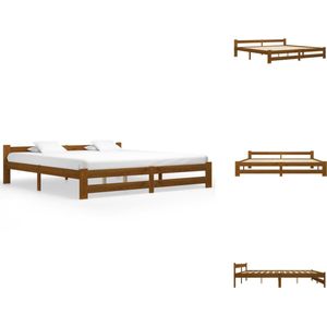 vidaXL Bedframe Scandinavisch - Massief grenenhout - 204 x 207 x 55 cm - Honingbruin - Bed
