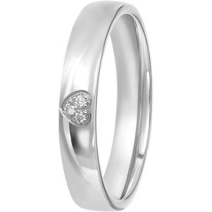 Lucardi Dames Vriendschapsring Nis diamant 0,03ct - Ring - Cadeau - Echt Zilver - Zilverkleurig