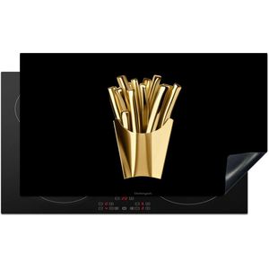KitchenYeah® Inductie beschermer 90x52 cm - Patat - Goud - Chrome - Eten - Kookplaataccessoires - Afdekplaat voor kookplaat - Inductiebeschermer - Inductiemat - Inductieplaat mat - Keuken decoratie