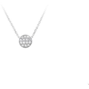 The Jewelry Collection Ketting Diamant 0.07 Ct. 42 cm - Witgoud (14 Krt.)