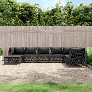 The Living Store loungeset outdoor - tuinhoekbank - middenbank - voetenbank - antraciet - 72x72x66cm - geweven stof