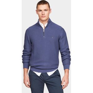 Tommy Hilfiger Pullover Blauw Oval Structure Zip Mock MW0MW34690/C9T